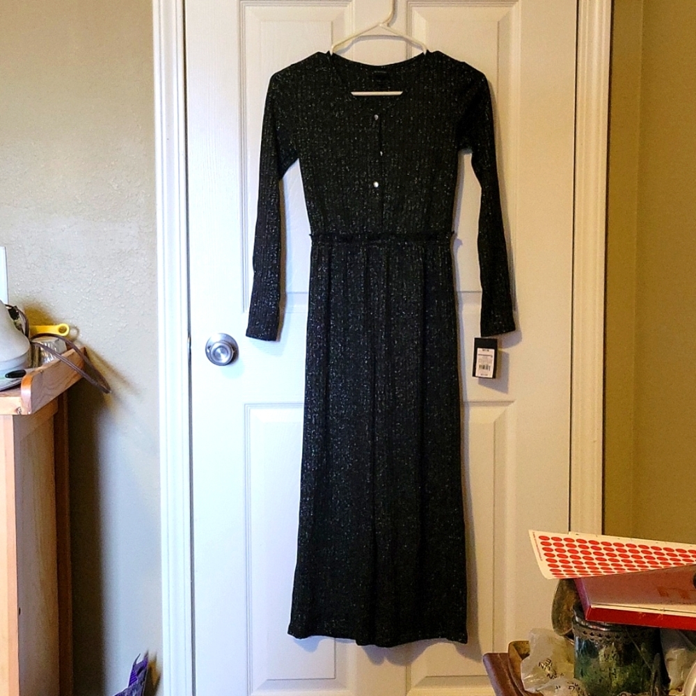 Art Class Black and Silver Long Sleeve Kids Jumpsuit Size M